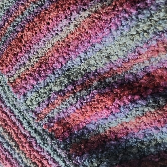Handmade Rainbow Boucle Knit Poncho - Picture 2 of 4